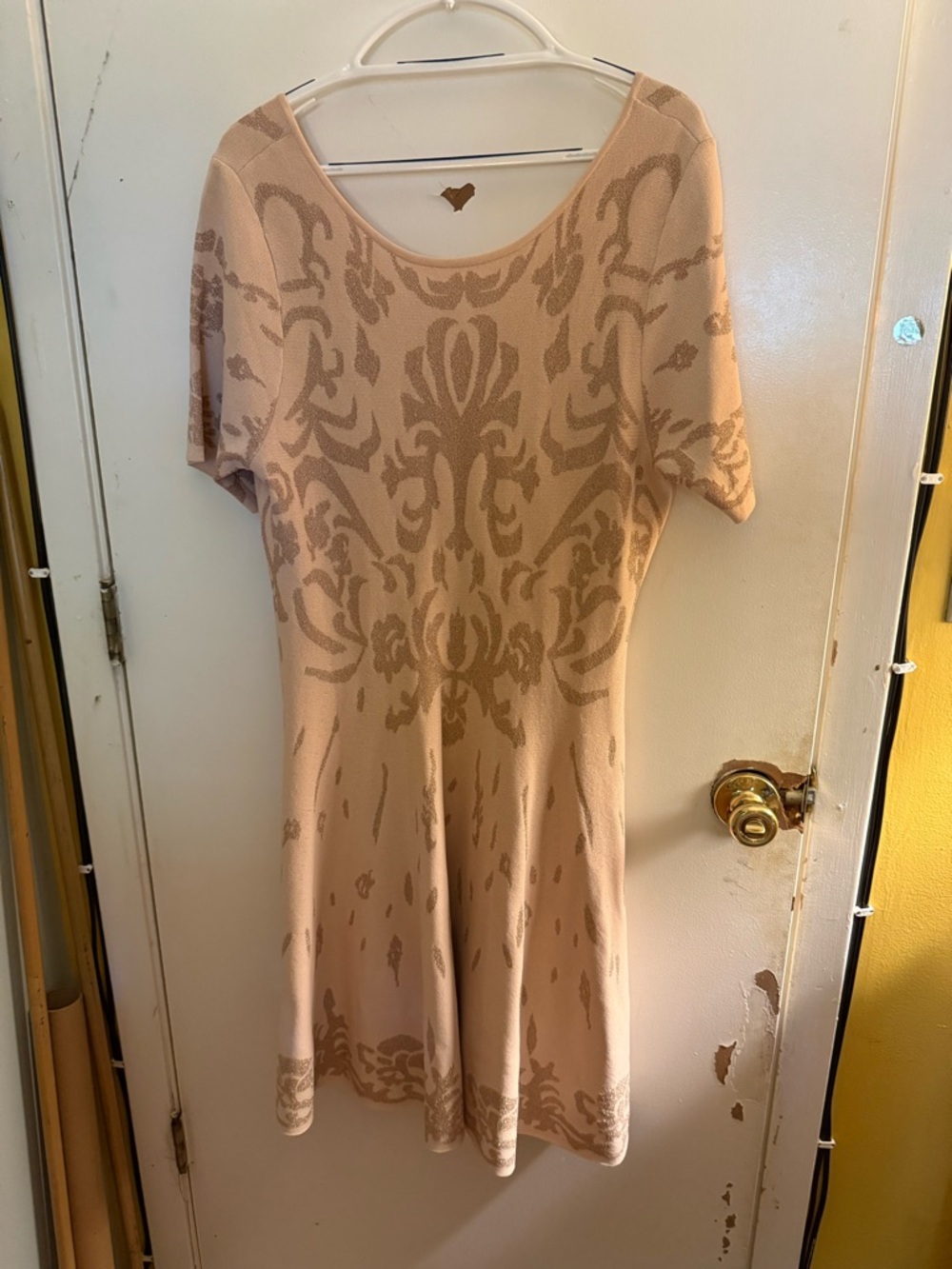 Ivanka Trump Beige and Tan Patterned Knit Dress